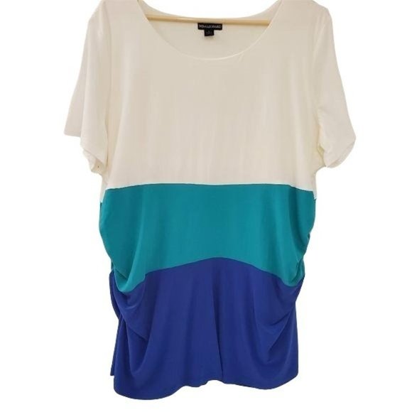 Nina Leonard  Colour Block Short Sleeve Blouse - Picture 1 of 6